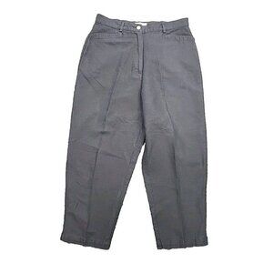 Talbots Pants Cropped Black Irish Linen & Cotton High Rise Casual Women's 10P